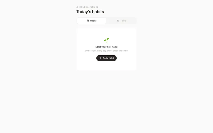 Habit Planner app showing daily habits and streak tracking